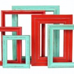 Red and turqois picture frames